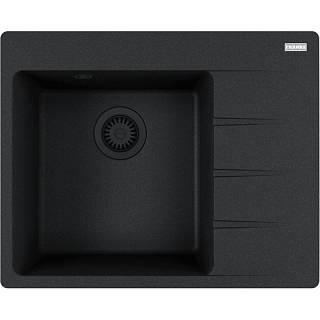 Zlewozmywak wbudowywany Fragranit + Centro CNG 611-62 TL ociekacz z prawej strony Onyx / Czarny odpływ Franke 114.0740.851