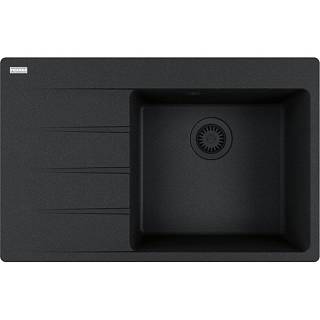 Zlewozmywak wbudowywany Fragranit + Centro CNG 611-78 TL ociekacz z lewej strony Onyx / Czarny odpływ Franke 114.0740.848