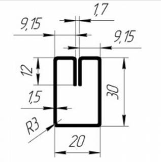 Rura krawędziowa prostokątna 30x20x1, 5 mm do oczek