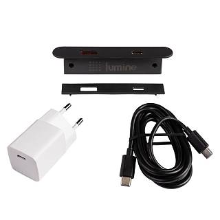 Gniazdo USB owalne Lumine PULSE,  2xUSB A+C(30W),  czarne