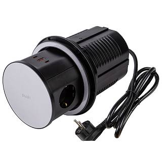 Gniazdo wysuwane Lumine SUPERNOVA 3x gniazda,  3xUSB A+C (65W),  czarne