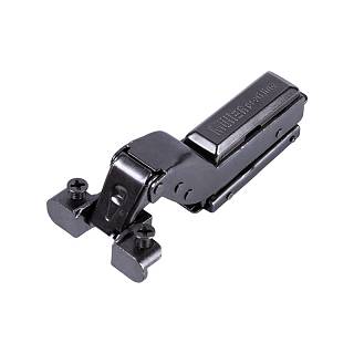 Zawias Clip-On,  95°,  do profilu aluminiowego,  wewnętrzny,  z liniową płytką montażową,  czarny mat,  3D,  Muller Profi Line