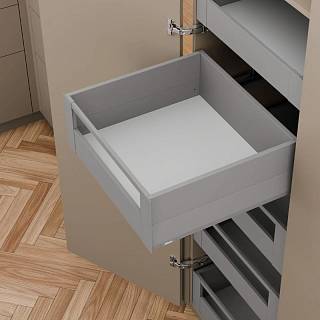 Merivobox zestaw szuf. wewnętrznej wysokiej,  reling,  BOXCAP,  E L=450 szary BLUM