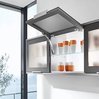AVENTOS HK-XS,  LF=180-800,  TIP-ON Aluminium (RAL7036 szary)