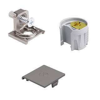 Komplet złącza do półek PK2 PRO z wkrętem do płyt od 18 mm,  metalowy element mocujący,  nikiel/szary,  Italiana Ferramenta