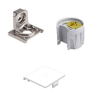 Komplet złącza do półek PK2 PRO do płyt od 18 mm,  metalowy element mocujący,  nikiel/biały,  Italiana Ferramenta