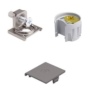 Komplet złącza do półek PK2 PRO z wkrętem do płyt od 16 mm,  metalowy element mocujący,  nikiel/szary,  Italiana Ferramenta