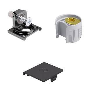 Komplet złącza do półek PK2 PRO z wkrętem do płyt od 16 mm,  metalowy element mocujący,  czarny nikiel/antracyt,  Italiana Ferramenta