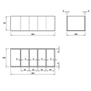 Organizer podzielony jest na 5 sekcji W=200 L=480 H=107 (OR 5.107.200.480) Naturalny