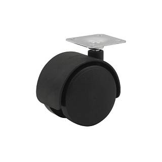 Kółko plastikowa z podstawą górną,  Ø 50mm,  max 25kg,  czarny