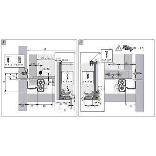 Quadro V6.Silent System L=300mm pełny wysuw,  lewy,  płyta wiórowa do 19 mm (9225673) Hettich