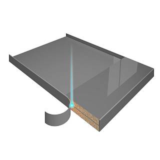 Oklejanie liniowe pogrubionych płyt laserowo (płyty WP/GT) (bez maskującego obrzeża)