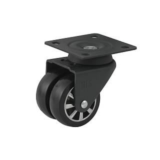 Kółko plastikowa HTS 941 z podstawą górną,  podwójna,  Ø 50mm,  max 50kg,  antracyt | czarny
