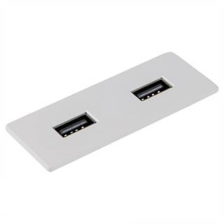 VersaPICK Gniazdo USB prostokątne,  2 porty USB (5V/9V,  3A/2A),  110-220V,  IP20,  ZAMAK,  biały matowy RA