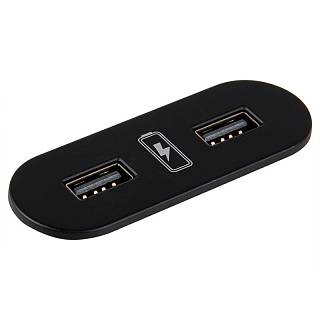 VersaPICK Gniazdo USB owalne,  2 porty USB (5V,  2.1A),  110-220V,  IP20,  polimer,  czarny matowy