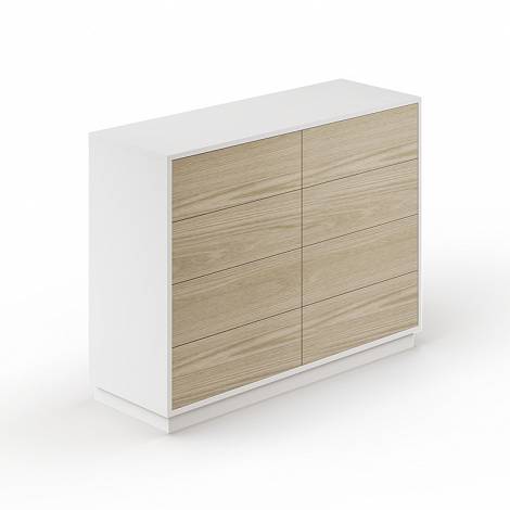 Komoda Ease 3 biała / dąb,  z 8 szufladami
